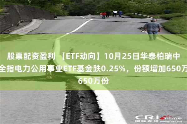 股票配资盈利 【ETF动向】10月25日华泰柏瑞中证全指电力公用事业ETF基金跌0.25%，份额增加650万份