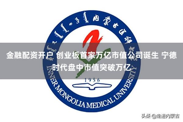 金融配资开户 创业板首家万亿市值公司诞生 宁德时代盘中市值突破万亿